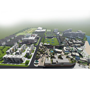 Conceptual City realistic Aerial view 3d Rendering or perspective