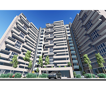 Worm view of Condominium Unit 3D realistic rendering